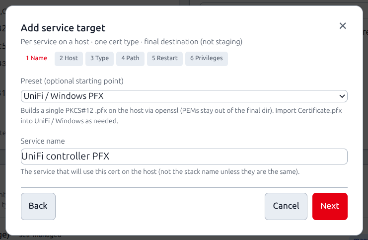 First-cert setup