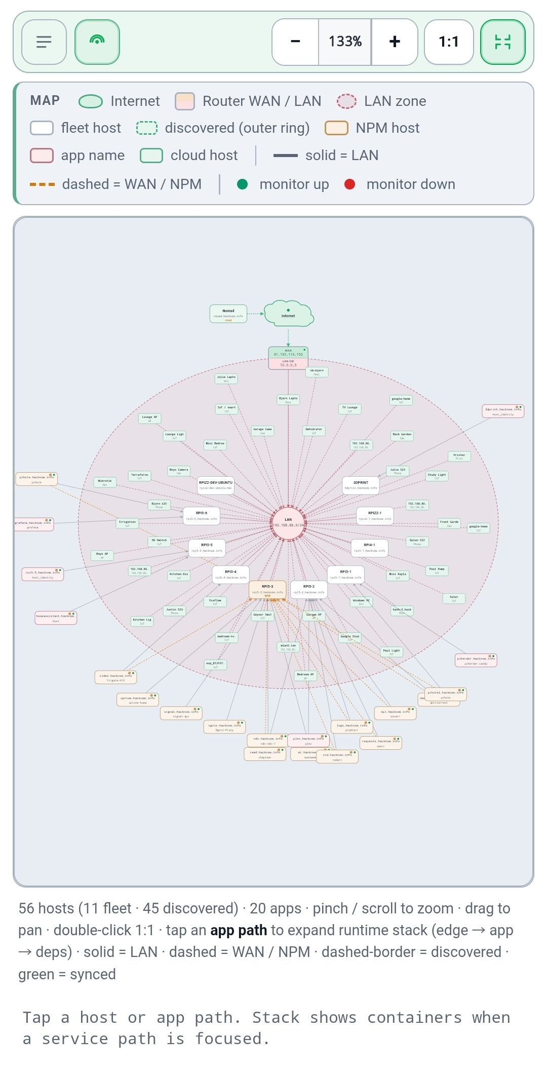 Network Hosts map mobile