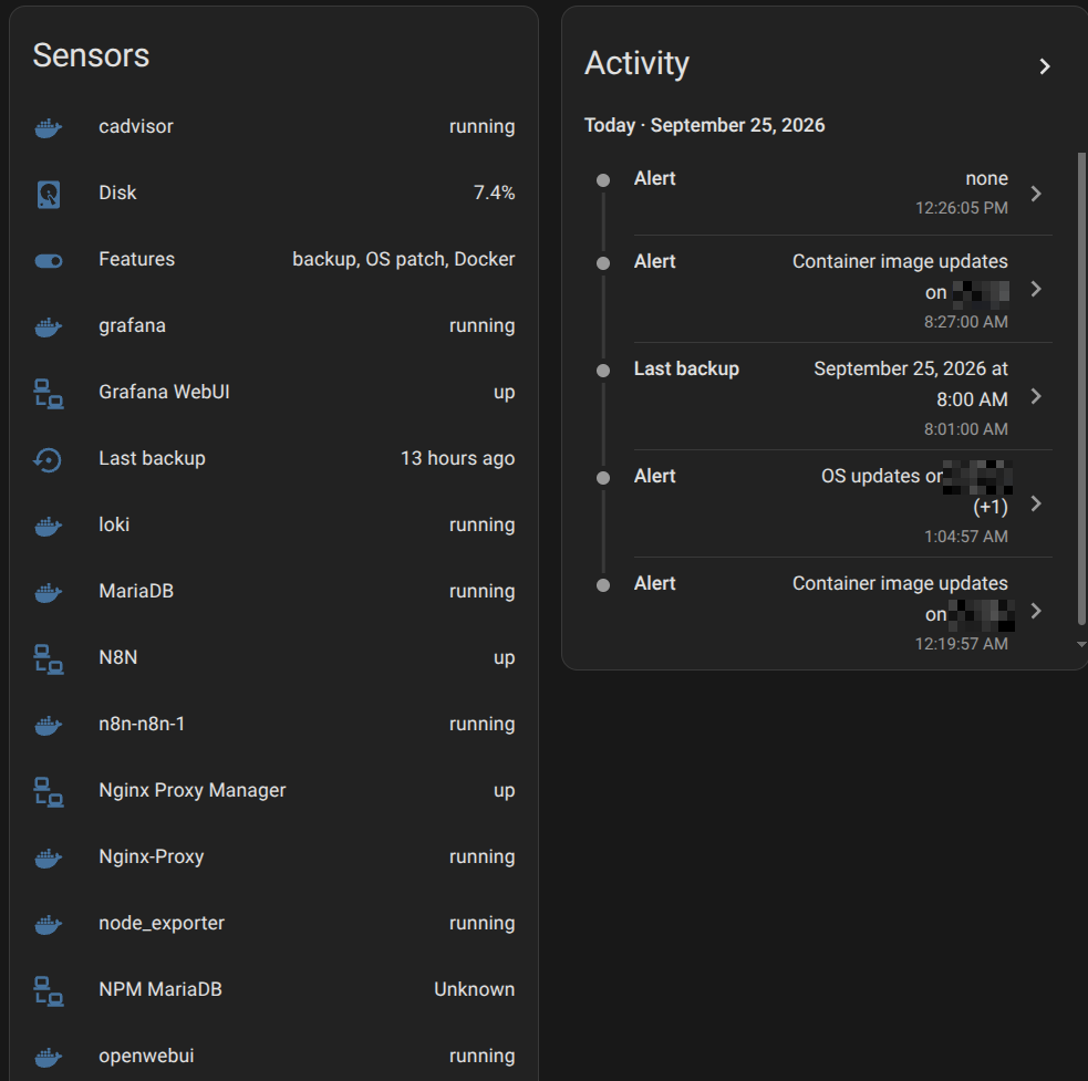 Host snapshot sensors
