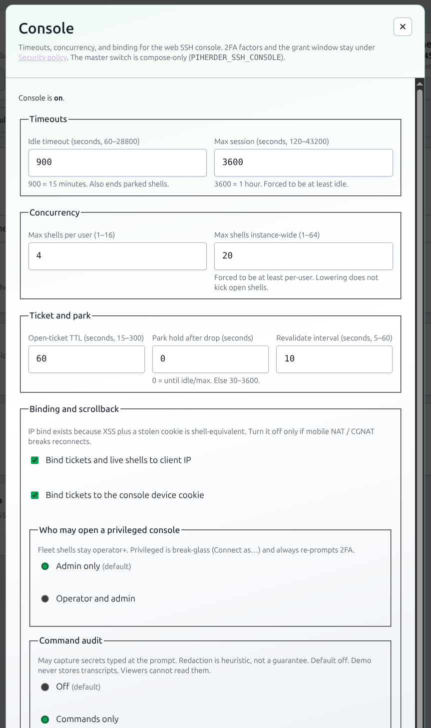 Settings General hub