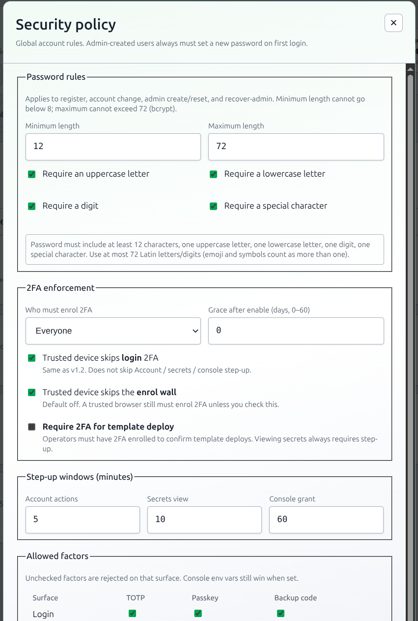 Settings Security