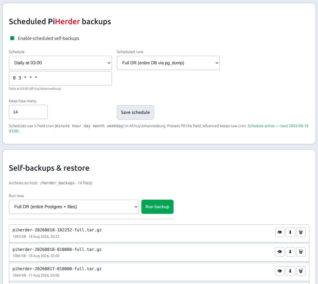 PiHerder self-backup