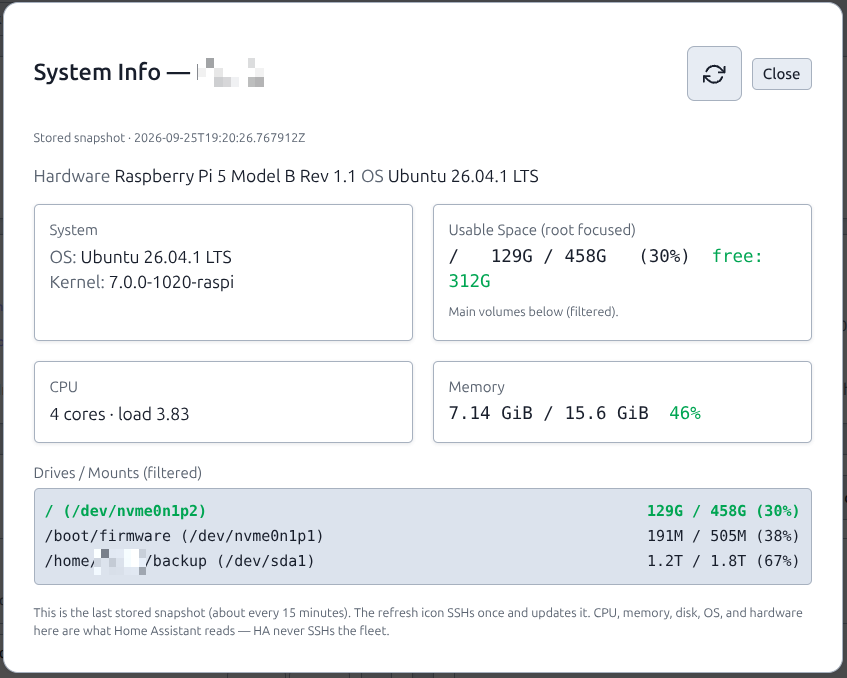 System Info snapshot